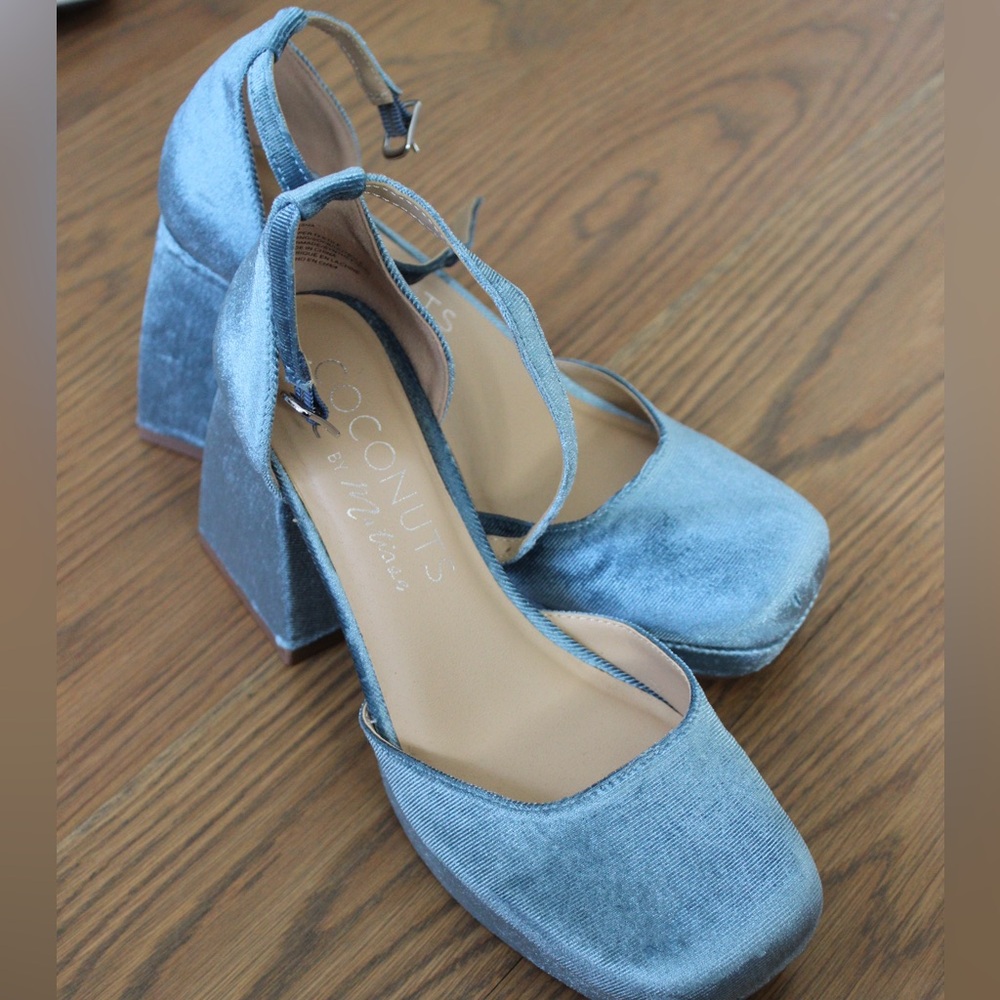Blue Velet Block Heel